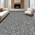 Abstract Organic Black White Lines Rug