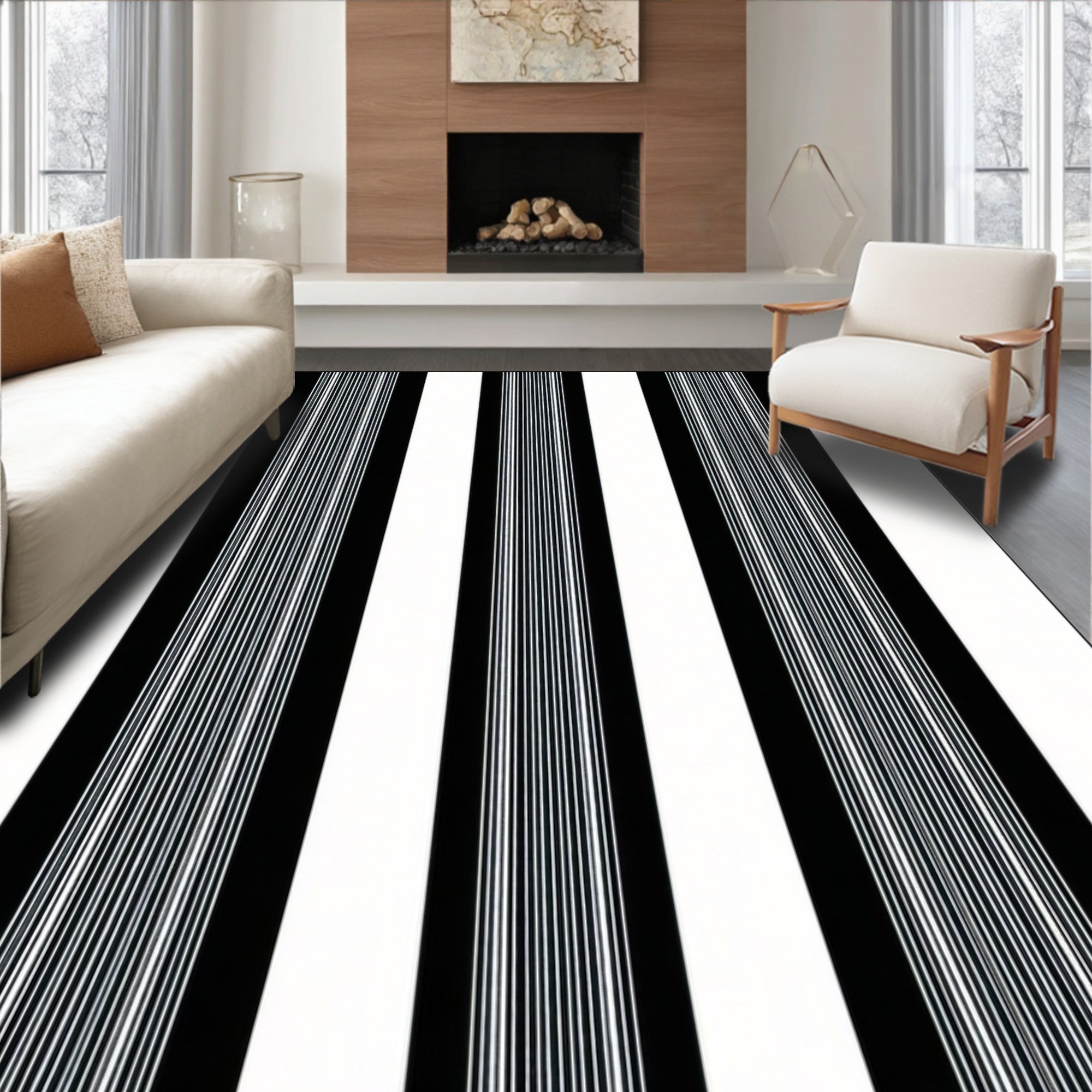 Bold Vertical Stripe Pattern Rug