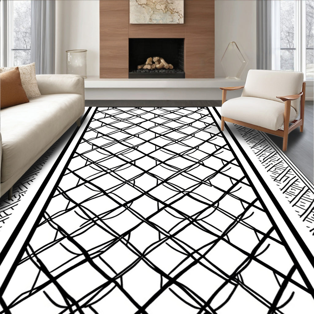 Geometric Intersecting Lines Pattern Rug