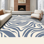 Wavy Blue Stripes Pattern Rug
