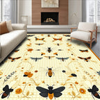 Whimsical Insect Floral Pattern Design Rug