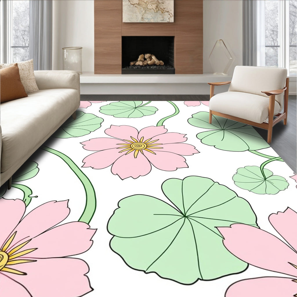 Pastel Floral Vine Pattern Rug