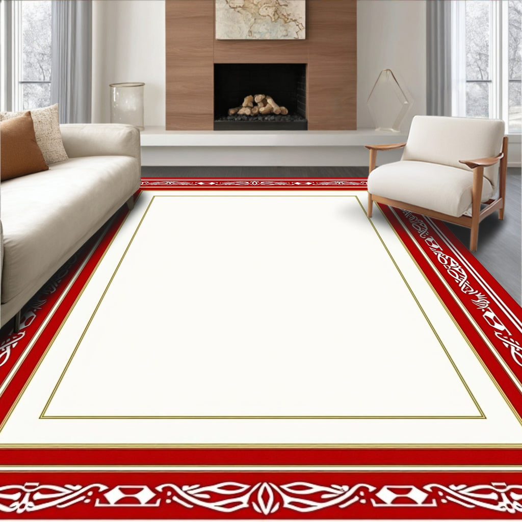 Ornate Red Geometric Pattern Rug