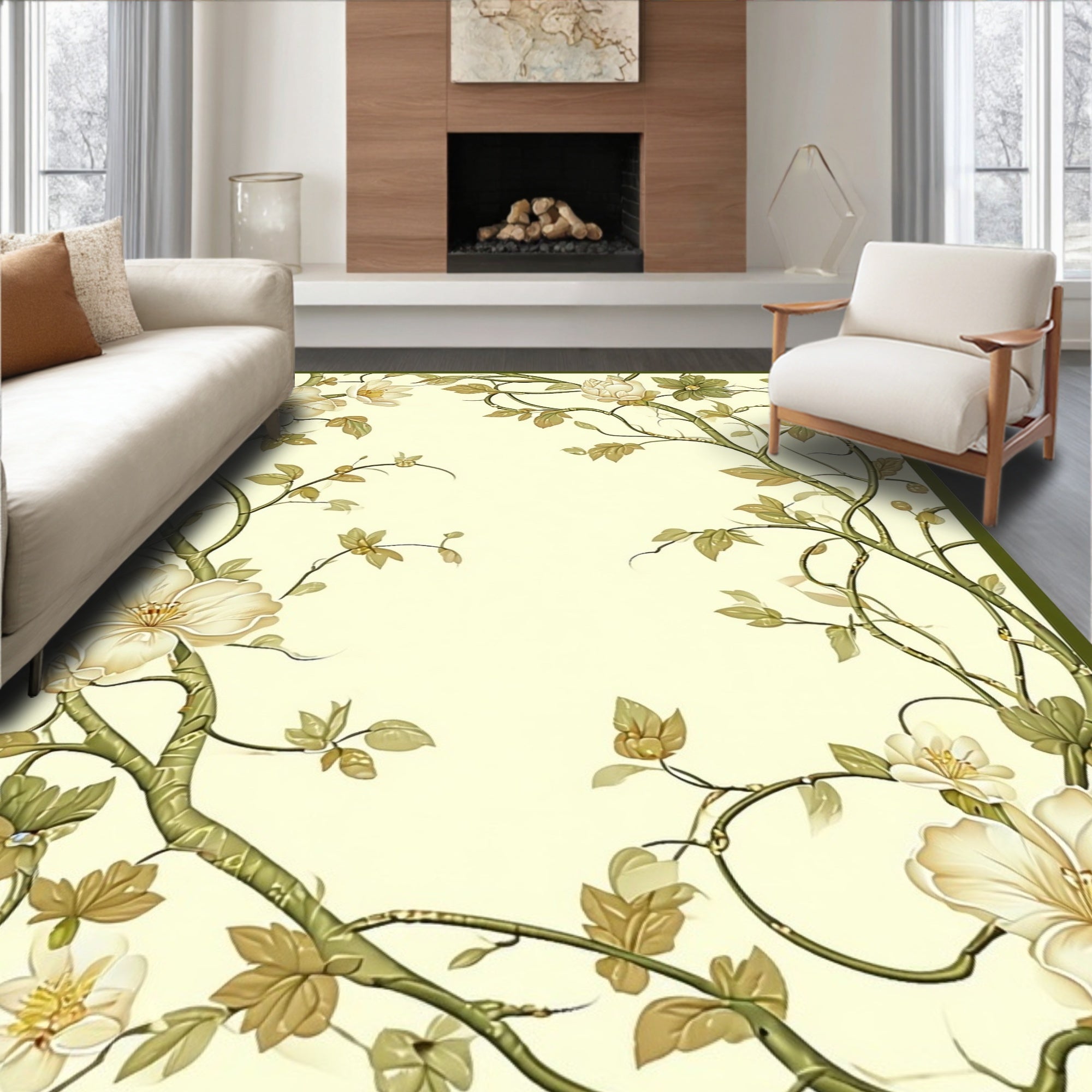 Botanical Vine Floral Garden Design Rug