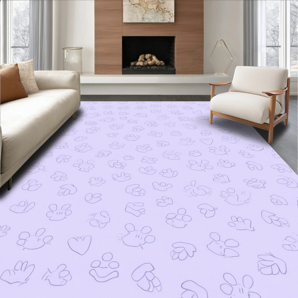 Playful Paw Prints Whimsical Pattern Rug