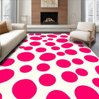 Playful Pink Dot Pattern Rectangular Rug