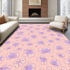 Pastel Floral Outline Pattern Design Rug