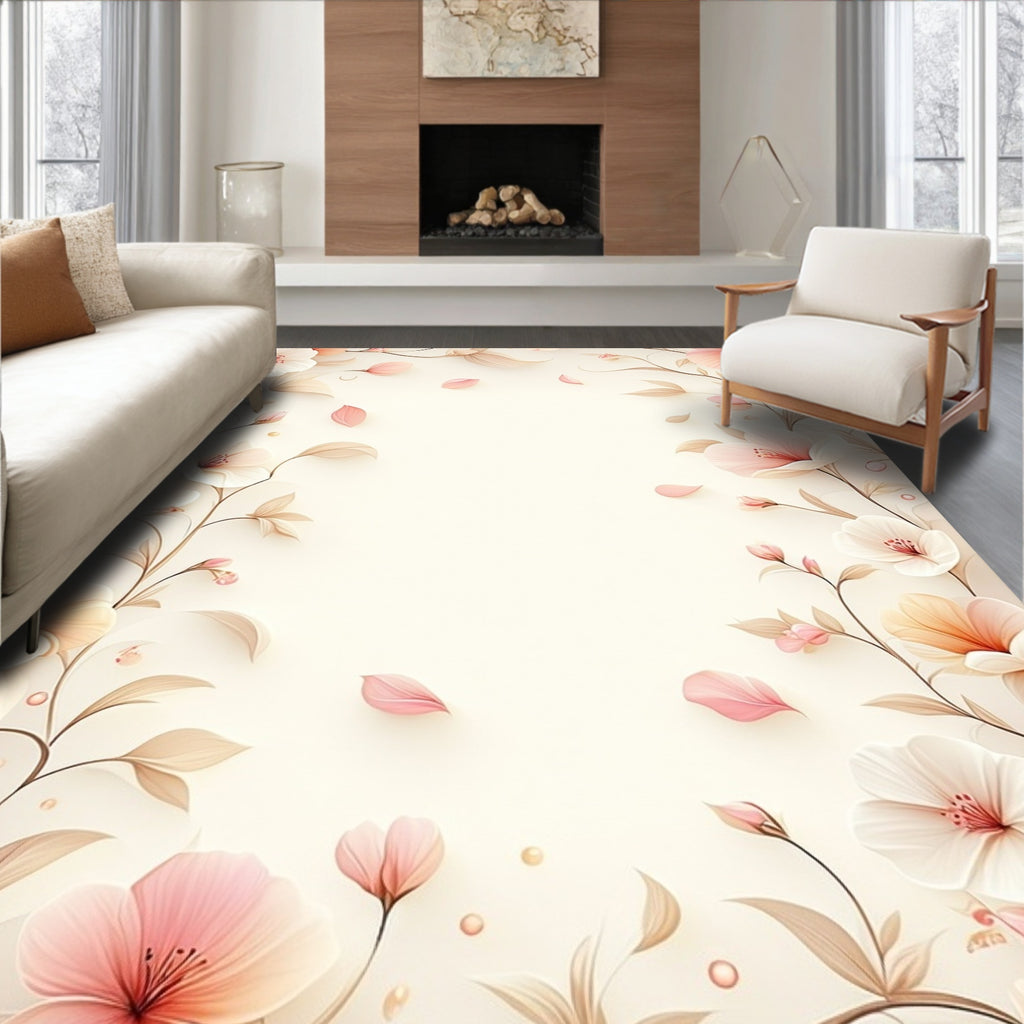 Delicate Floral Vine Patterned Rug