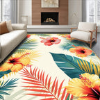 Tropical Hibiscus Floral Pattern Rug