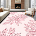 Delicate Pink Fern Pattern Design Rug