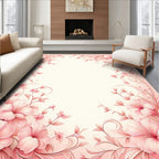 Soft Pink Floral Scroll Design Rug