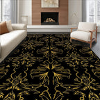 Stylized Golden Floral Repeat Pattern Rug
