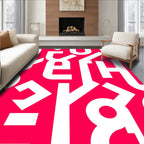 Bold White Alphabetic Pattern Rug