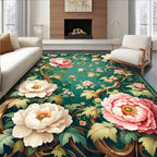 Ornate Pink White Floral Vines Rug