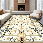 Elegant Cream Floral Vine Pattern Rug
