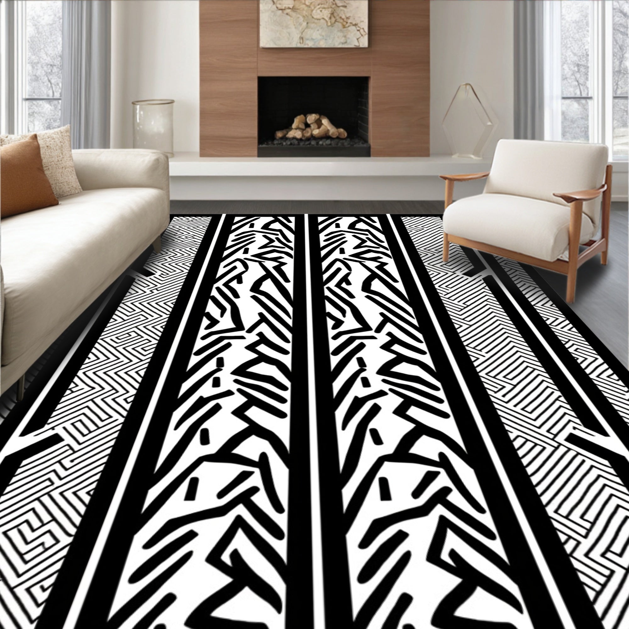 Bold Abstract Striped Contemporary Rug