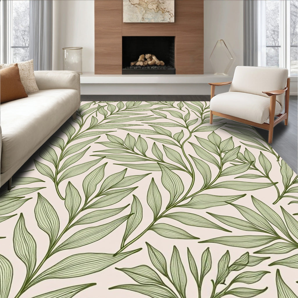 Green Leafy Vine Pattern Rug