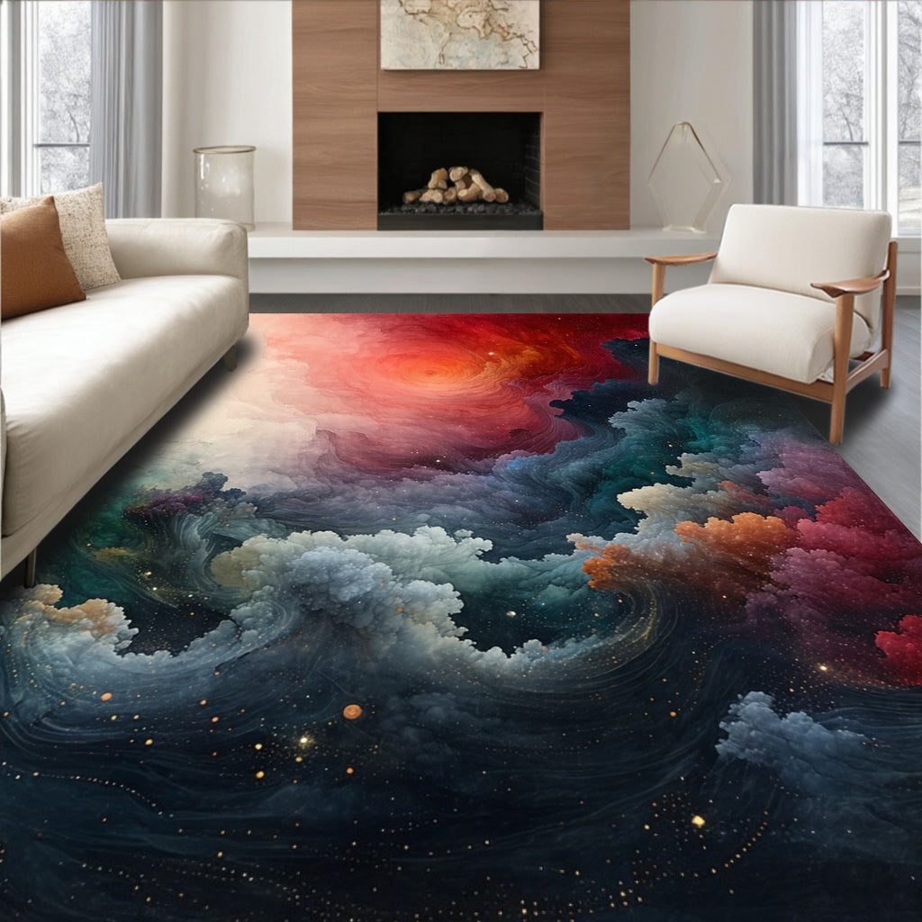 Cosmic Swirl Abstract Galaxy Rug