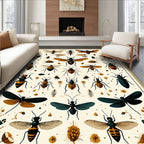 Insect Pattern With Botanical Accents Rug