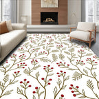 Elegant Red Berry Vine Illustration Rug