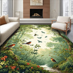 Forest Birds Nature Scene Rug