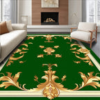 Green Gold Ornate Floral Scroll Rug