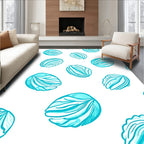 Aqua Blue Leafy Texture Rug