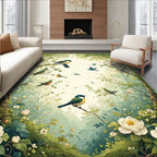 Whimsical Bird Floral Woodland Design Rug