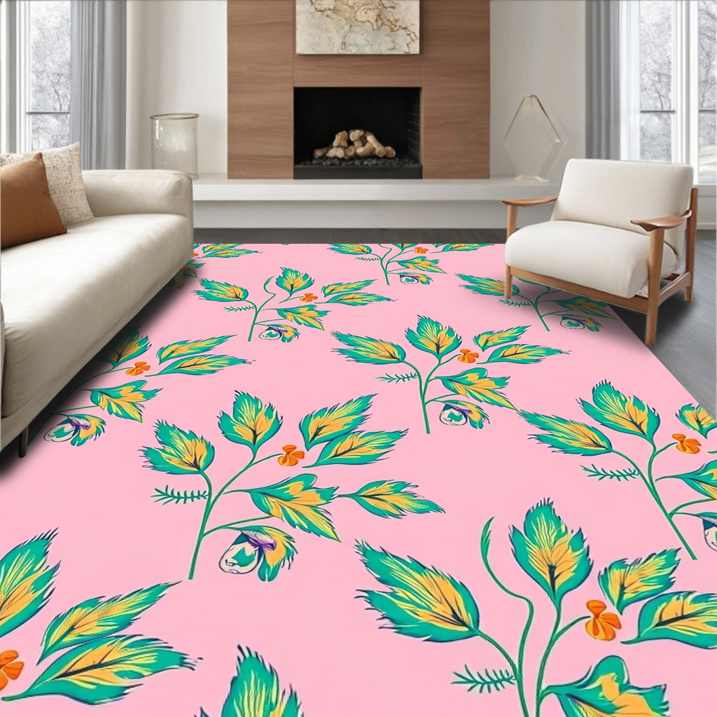 Botanical Branch Art Deco Pattern Rug