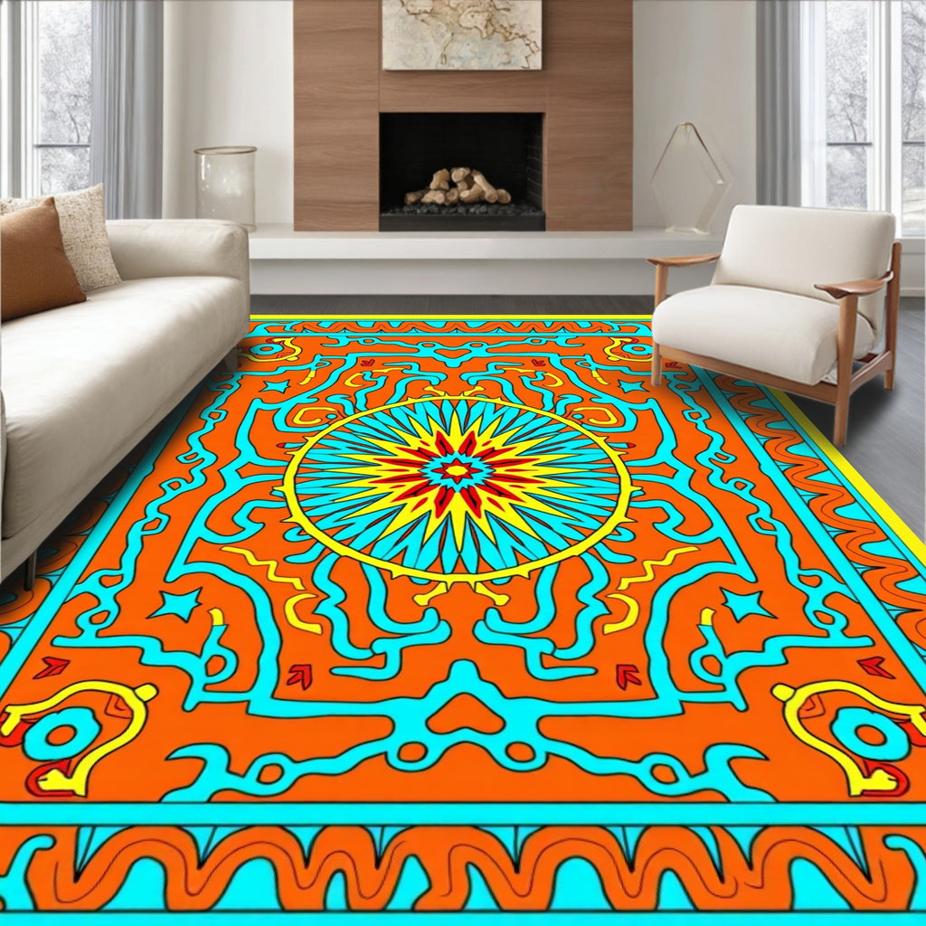 Vibrant Sunburst Abstract Pattern Rug