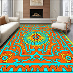 Vibrant Sunburst Abstract Pattern Rug