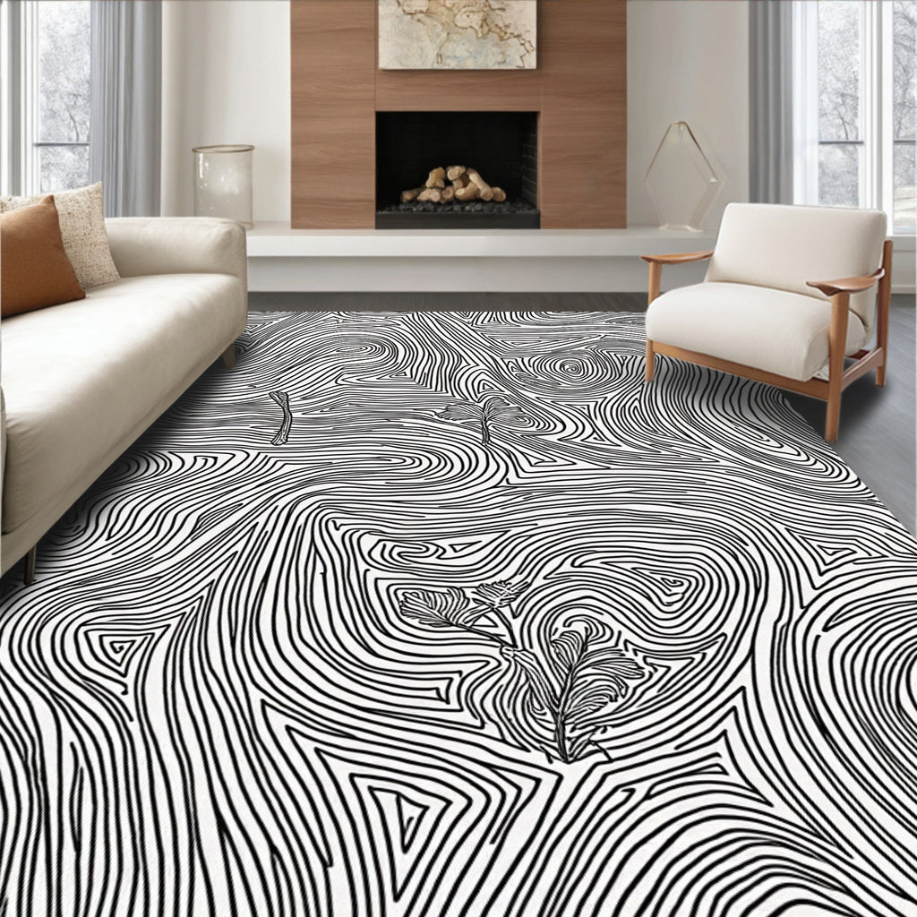 Abstract Swirls Botanical Pattern Rug