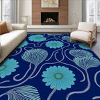 Turquoise Floral Vine Pattern Rug
