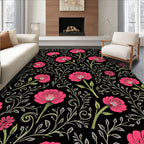 Pink Floral Vine Patterned Rug