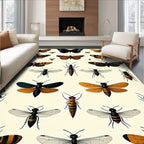 Vintage Insect Butterfly Motif Rug