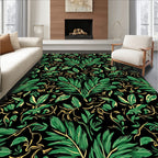 Exotic Green Leaf Pattern Design Rug