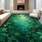 Lush Green Forest Canopy Pattern Rug