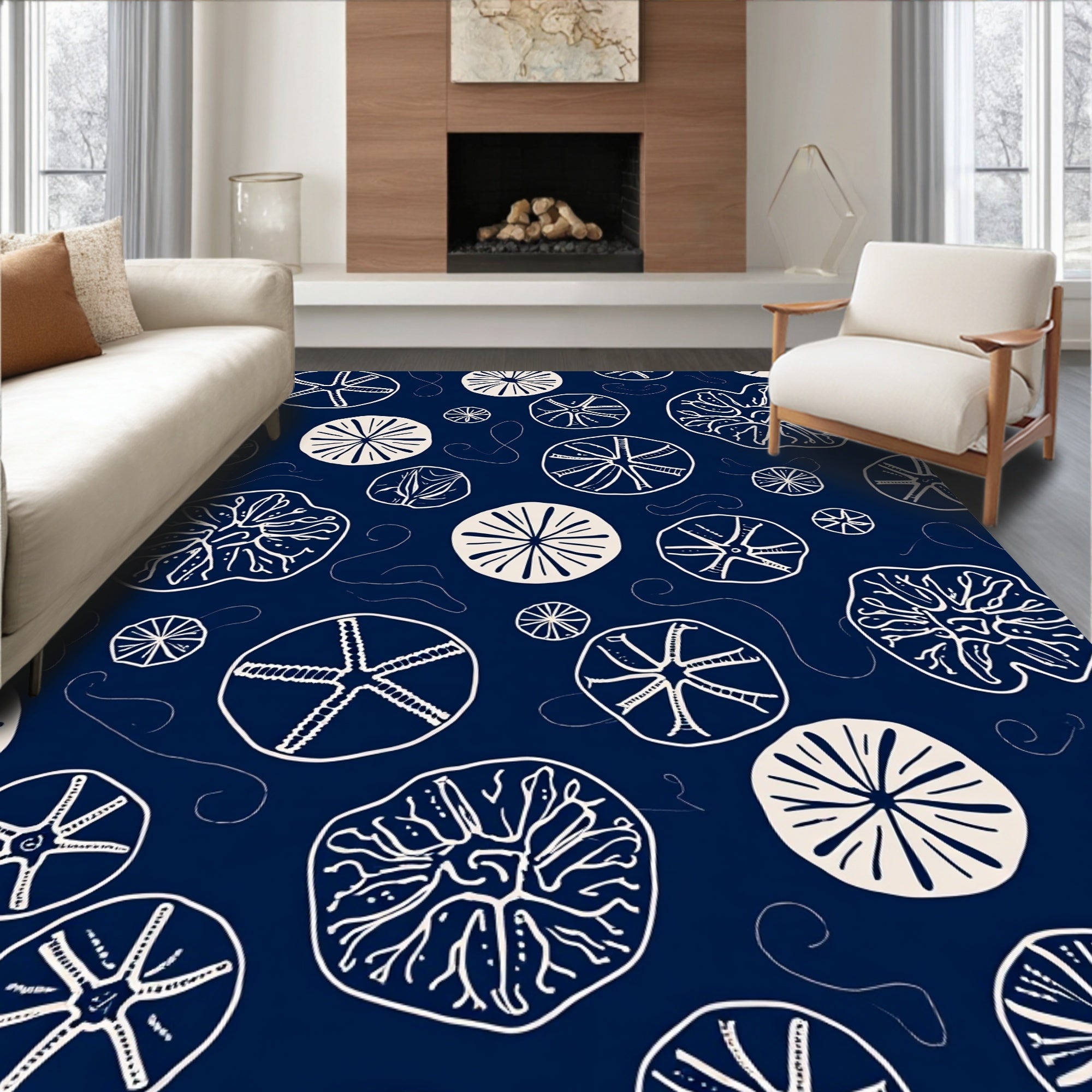 Marine Life Pattern Abstract Design Rug