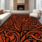 Dynamic Orange Swirl Abstract Pattern Rug