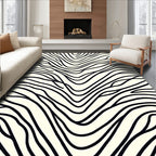 Bold Black Organic Wave Pattern Rug