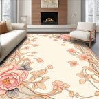 Floral Scrollwork with Pink Blossoms Rug