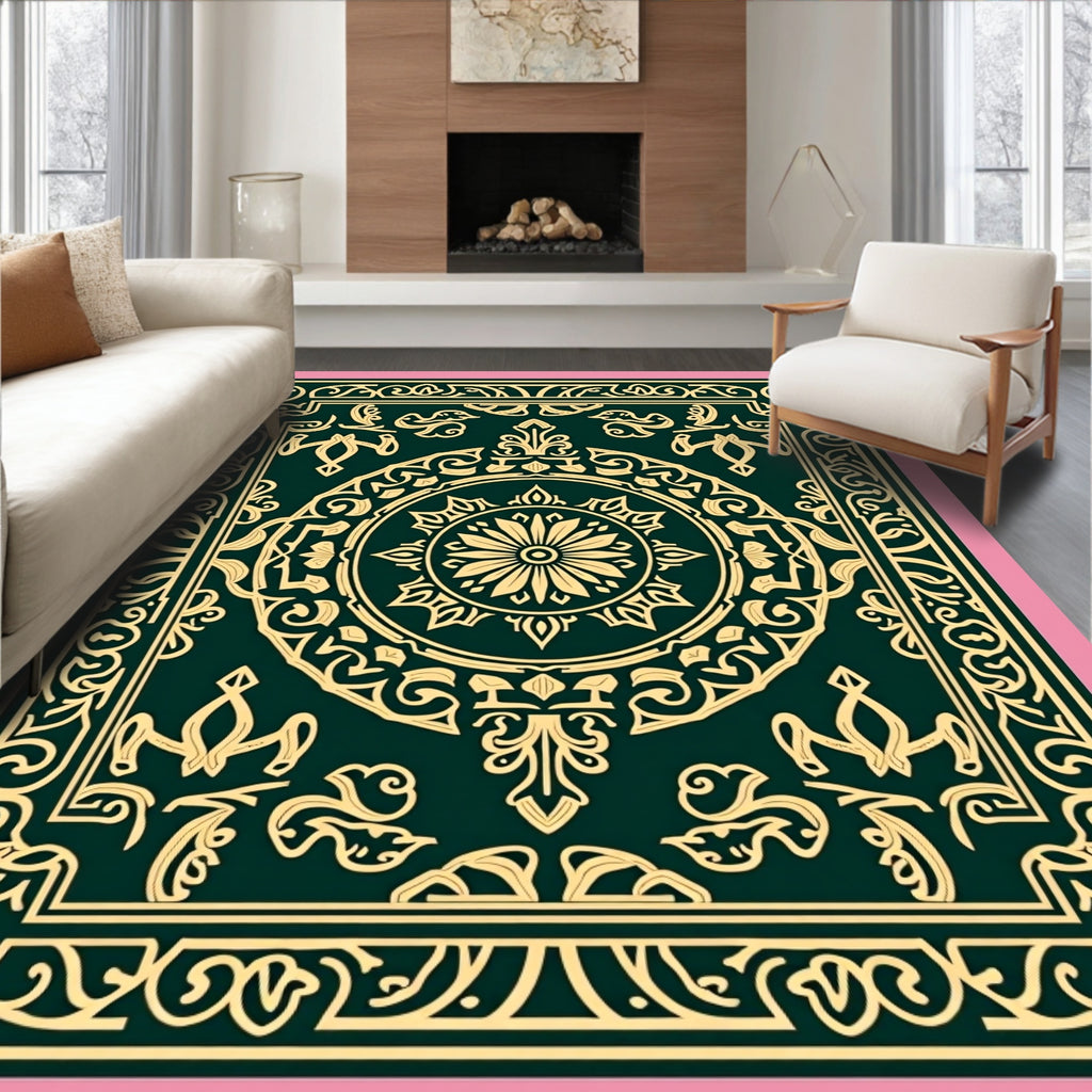 Ornate Floral Mandala Geometric Design Rug