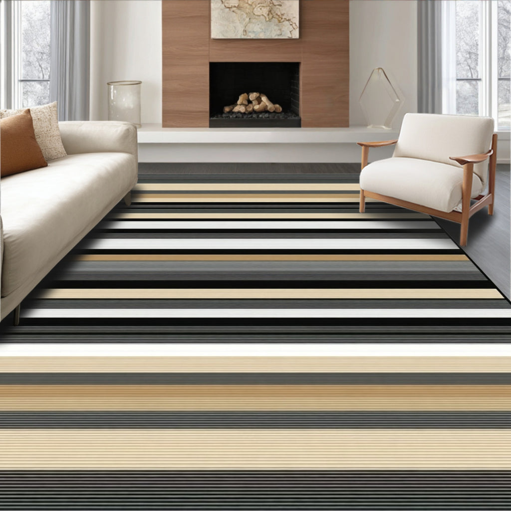 Modern Striped Horizontal Pattern Rug