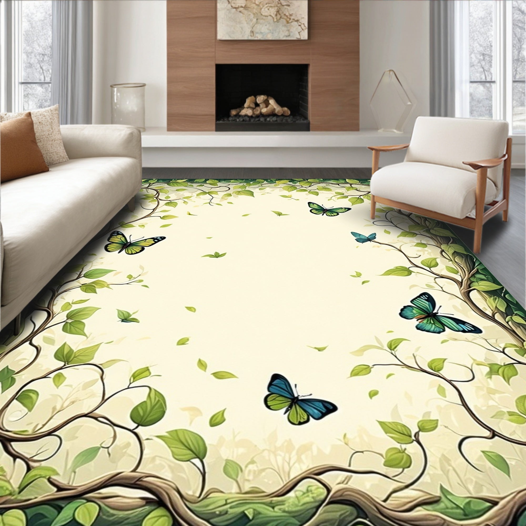 Nature Inspired Butterfly Design Rug