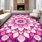 Vibrant Pink Mandala Floral Pattern Rug