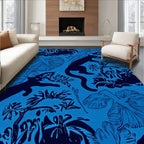 Jungle Panther And Tropical Floral Design Rug