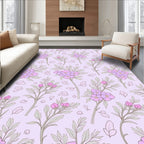 Pastel Floral Sprig Vine Pattern Rug