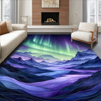 Aurora Borealis Mountain Landscape Rug