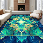 Blue Green Teal Geometric Mandalas Rug