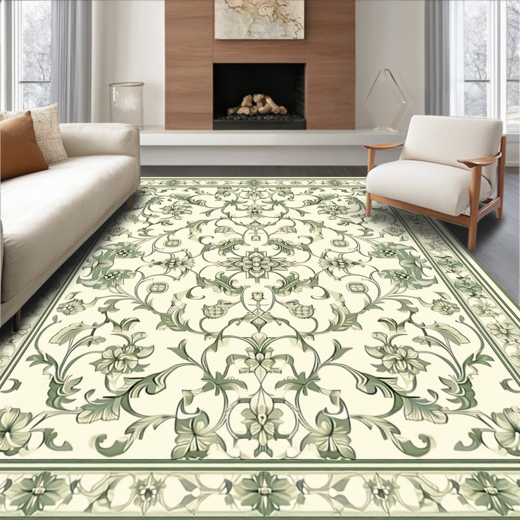 Classic Floral Damask Pattern Rug
